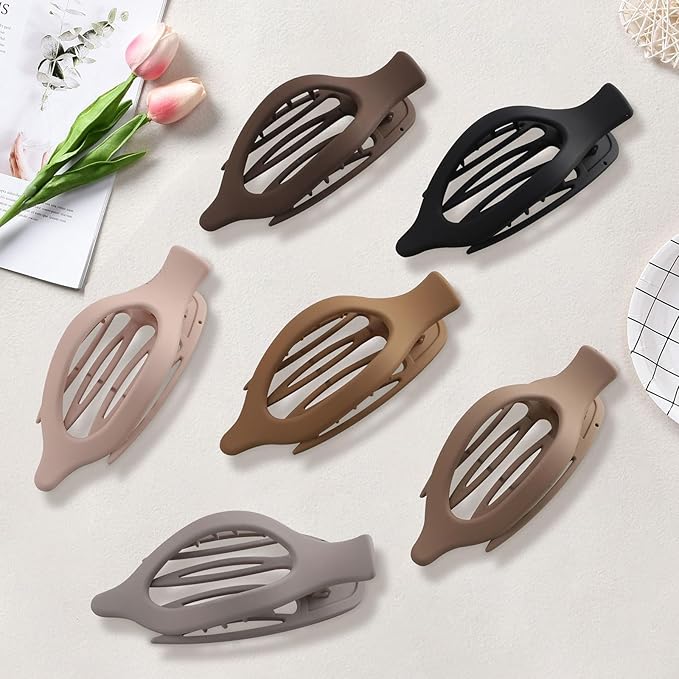 French Concord Hair Clips - 6Pcs Side Slide Volume Clips for Women Girls, Strong Hold No Slip Grip, Thick or Thin Hair (Matte Finish, L:4.6 IN, W:1.97IN)