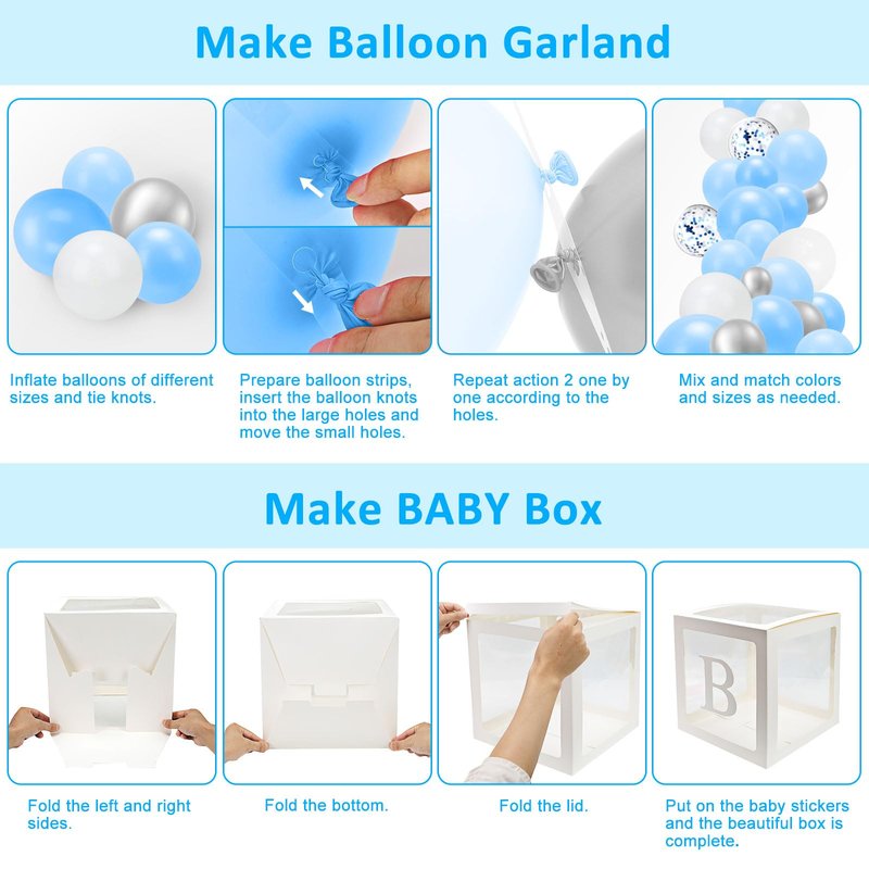 IDAODAN Blue Baby Shower Decorations for Boy with Electric Balloon Pump, Baby Boy Shower Decorations Baby Boy Decorations for Baby Shower and Balloon Pump