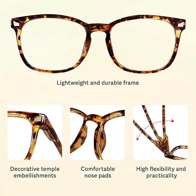 Blue Light Glasses for Woman Men | 99% Blue Light Blocking Glasses | Computer Glassess | Gaming | TV Phone Screen Reader Square Frame | Anti Eyestrain & UV Glare,3 Pack