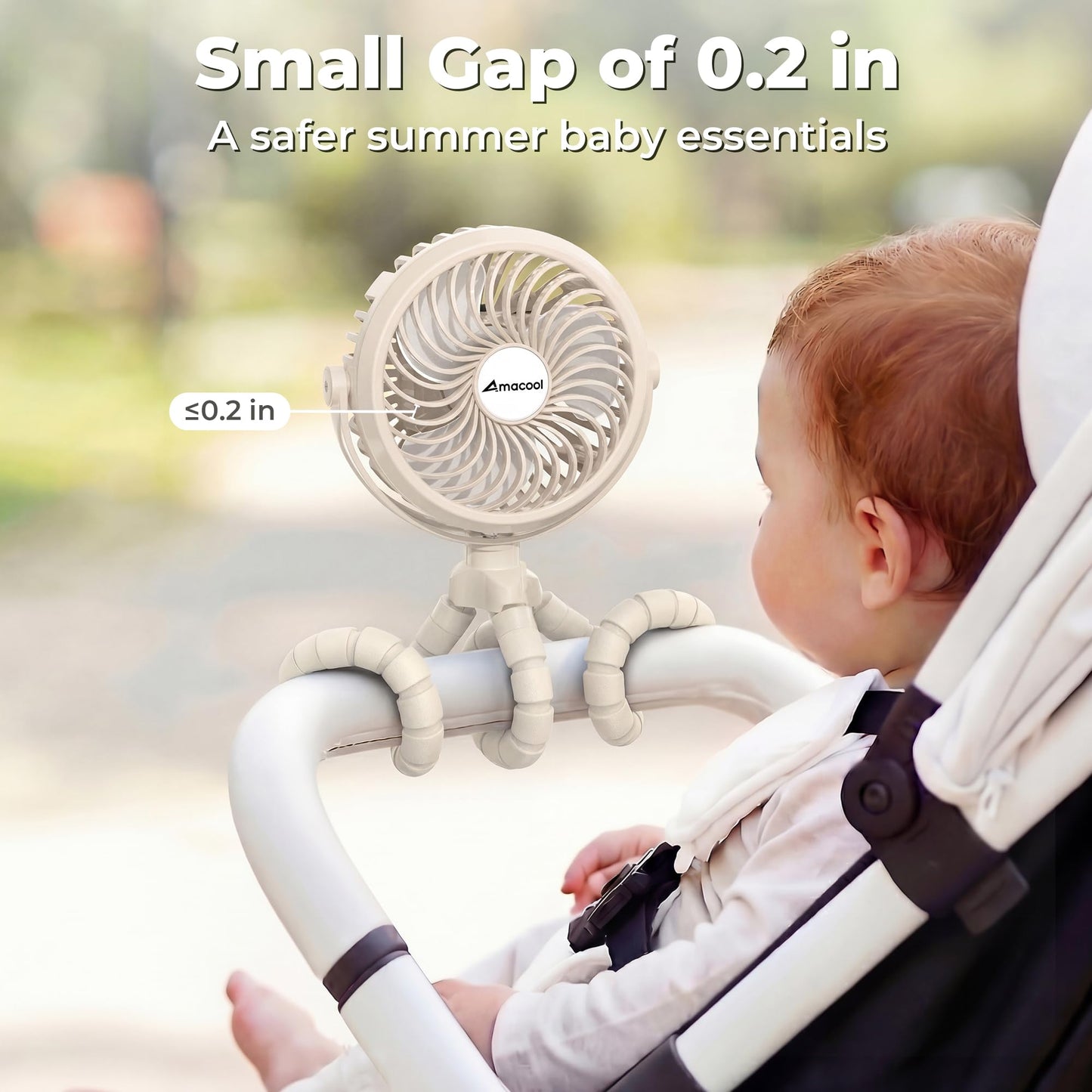 AMACOOL Battery Operated Stroller Fan, Baby Travel Essentials for Beach Disney, Newborn Boy & Girl Showers Gifts Registry Search, Rechargeable Clip On Fan for Car Seat Wagon Crib Bike Treadmill