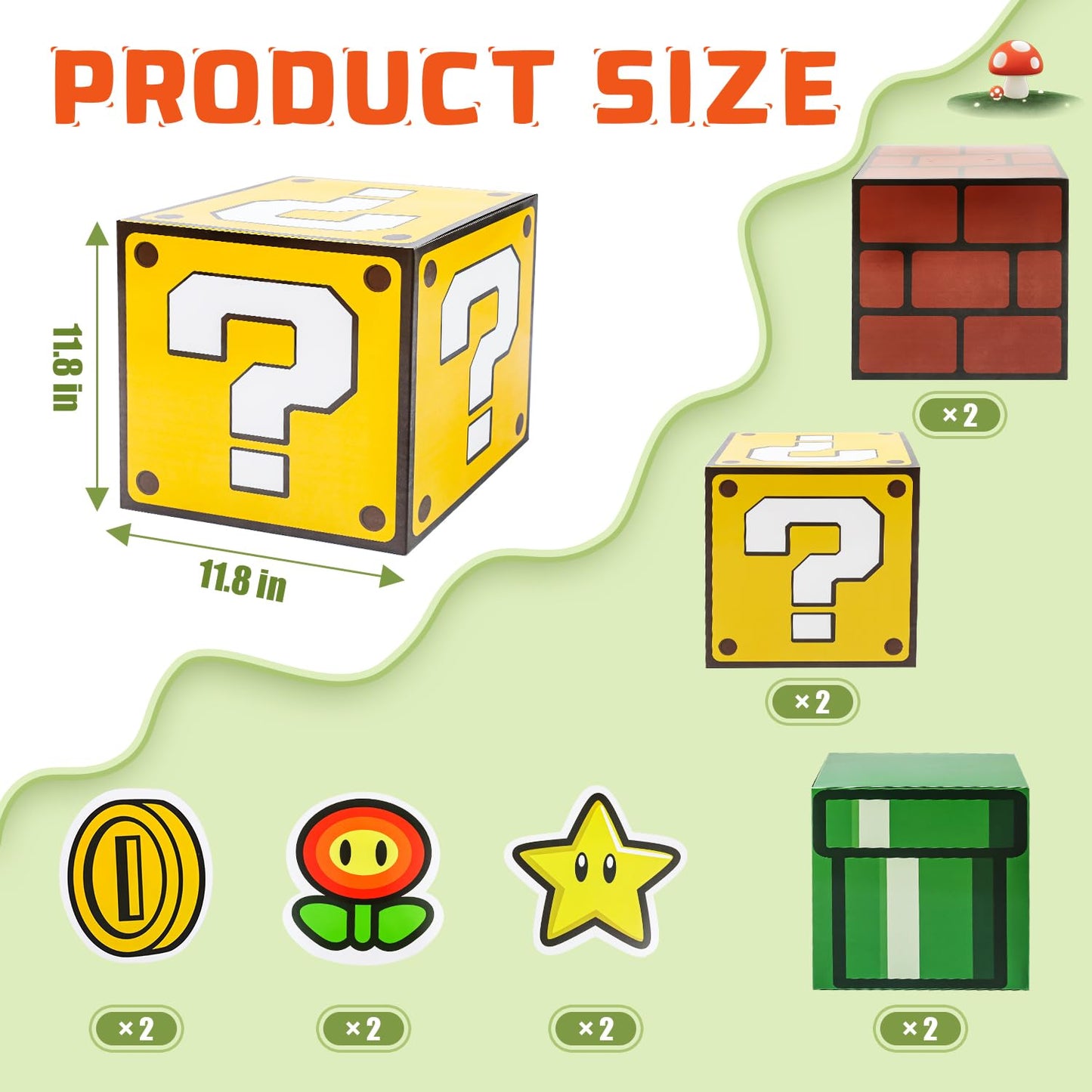 Seozio 6PCS Big Party Boxes with 6 Set Centerpieces, Question Brick Pipe Boxes for Birthday Party Decorations Game Party, Christmas Halloween Classroom Supplies Favor. (11.8 x 11.8 Inch)