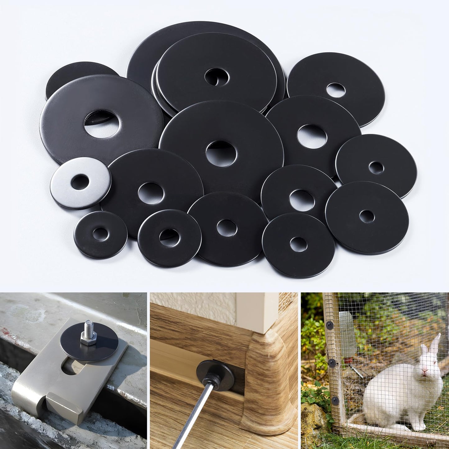 SVLING 40PCS 1/8" x1" Fender Washers, Black Oxide 304 Stainless Steel 18-8, 1/8" ID x 1" OD Hardware Flat Washers for Screws Bolts