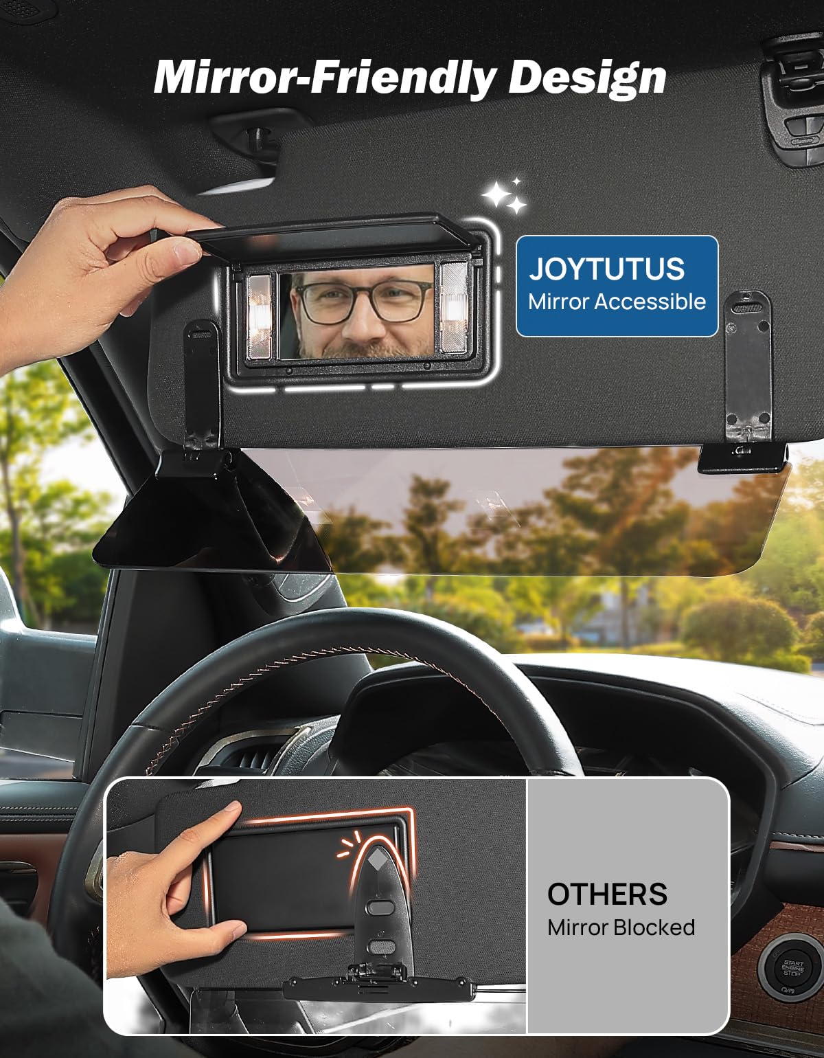 JOYTUTUS Large Sun Visor Extender for SUV Pickup Truck, Polarized Sun Visor Extender Universal Sun Blocker UV400, Adjustable Visor Extension for Car Visor,Double-Clip,Anti Glare Stray Light