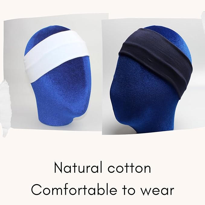 6 Pcs Headbands for Women Hair Cotton Headband Non-slip Stretchy Elastic Head Wrap Holder Hair Accessories White Navy Blue Color