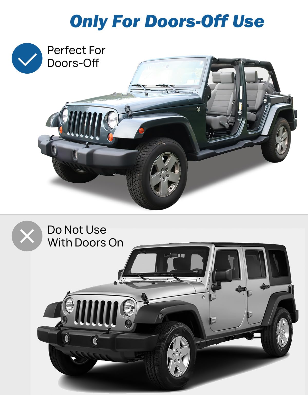 JOYTUTUS Wrangler Mirrors Doors Off Compatible with Wrangler TJ JK & Unlimited, Wrangler JK Side Mirrors for Wrangler 1997-2018, Wider View No Vibrate & Wobble (Patented), Does Not Fit on Doors