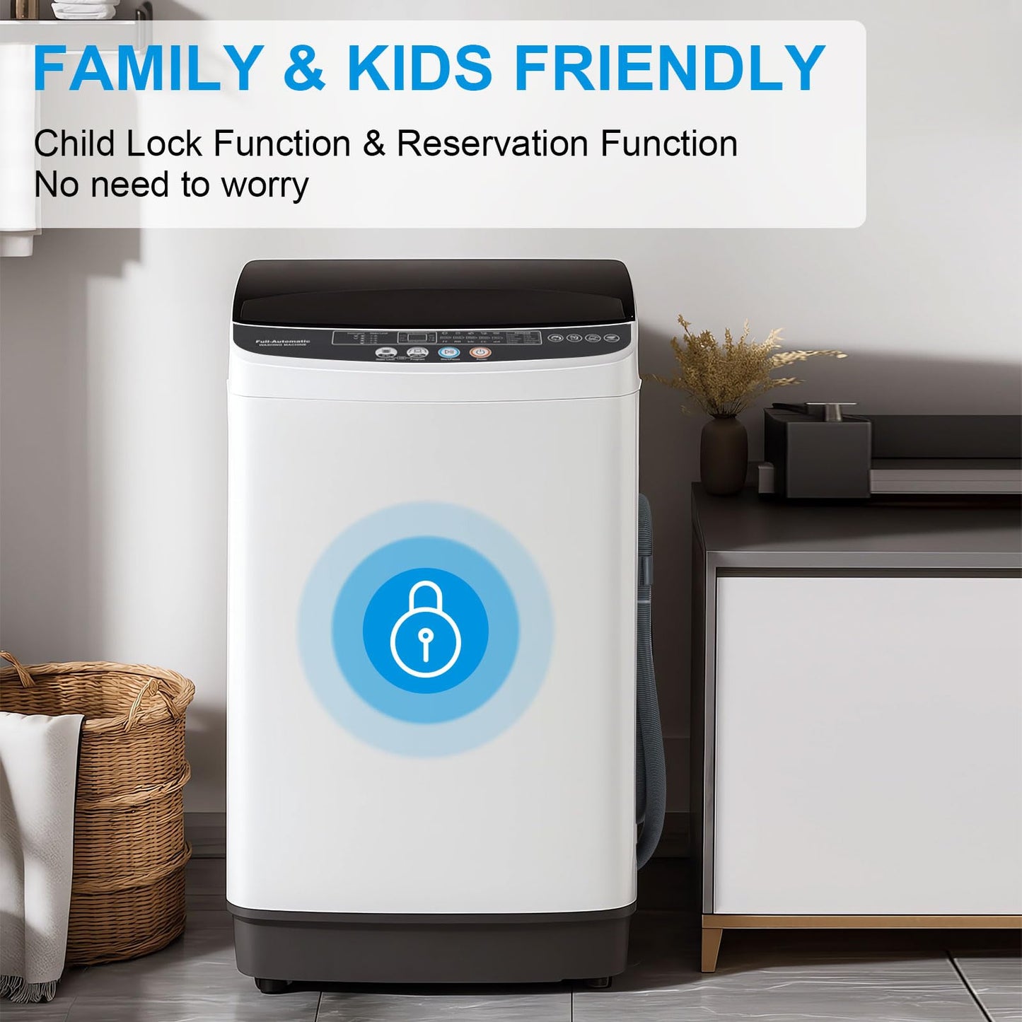 DOGHLY Portable Washing Machine, 17LBS Full Automatic Washer and Spinner, 10 Programs with Child Lock & Energy-Saving, Compact Laundry Wash Spin Dryer for Apartment RV Dorm Home