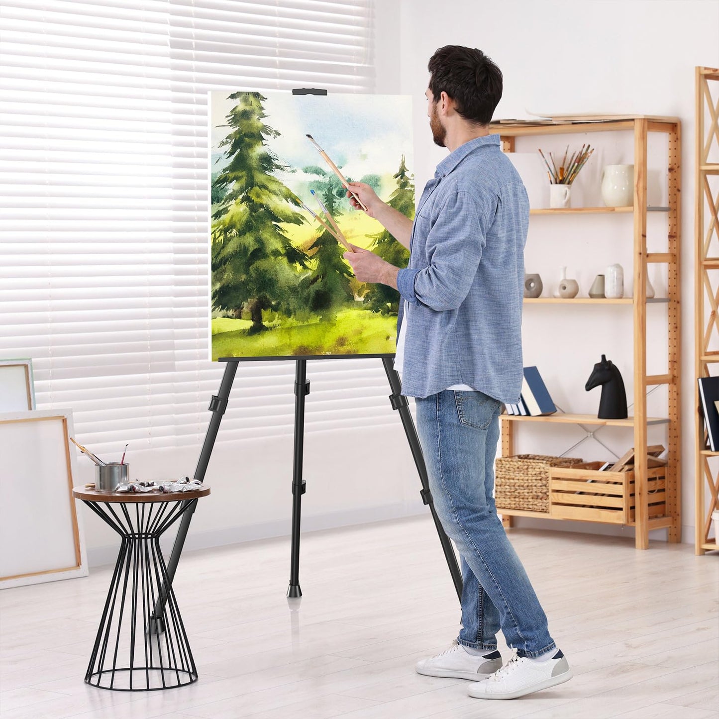 Easel Stand for Sign, Hemndic 66" Easels Stand for Painting Heavy Duty, Portable Travel Easel for Display (4 Pack)