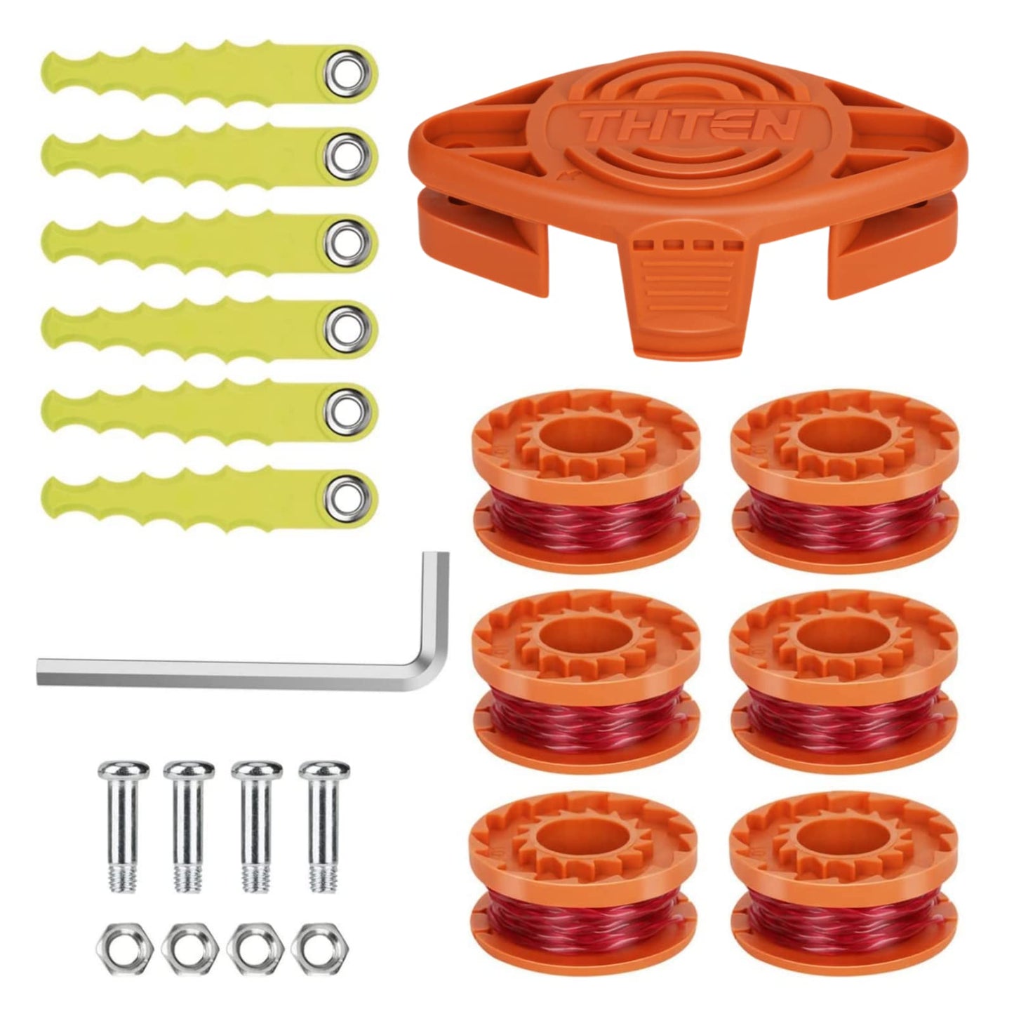 THTEN WA0010 WA0004 Trimmer Blades Head Replacement Spool 10ft 0.065" Compatible with Worx WG180,WG175,WG170,WG163,WG156,WG155,WG154,WG153,WG152,WG151.5,WG151,WG150 Line String Trimmer 22 Pack
