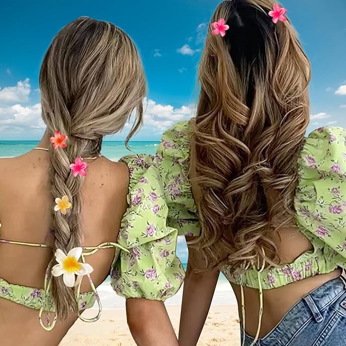 Flower Hair Claw Clips-12PCS Small Claw Clips for Thick/Thin Hair Claws,Strong Hold Nonslip Cute Hair Clips for Women Girls,Hawaiian Hair Accessories Holiday Gifts