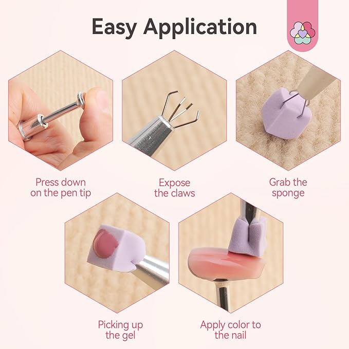 SAVILAND 100PCS Nail Sponges for Ombre: Purple Nail Art Sponges With Grabbing Pen Ombre Nail Sponge Gradient Nail Tools Aura Nails Ombre Nail Brush Professional Home DIY Nail Art Salon