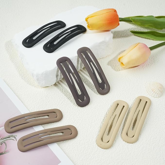 10pcs Snap Hair Clips, 2.76'' Long Snap Clip, Matte Hairpin Accessories for Women Girls, Nonslip Metal Barrettes, Neutral Color