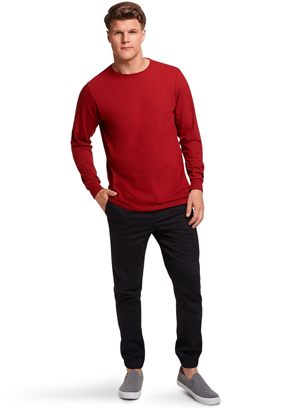 Russell Athletic Mens Cotton Performance Long Sleeve T-Shirt, Cardinal, L