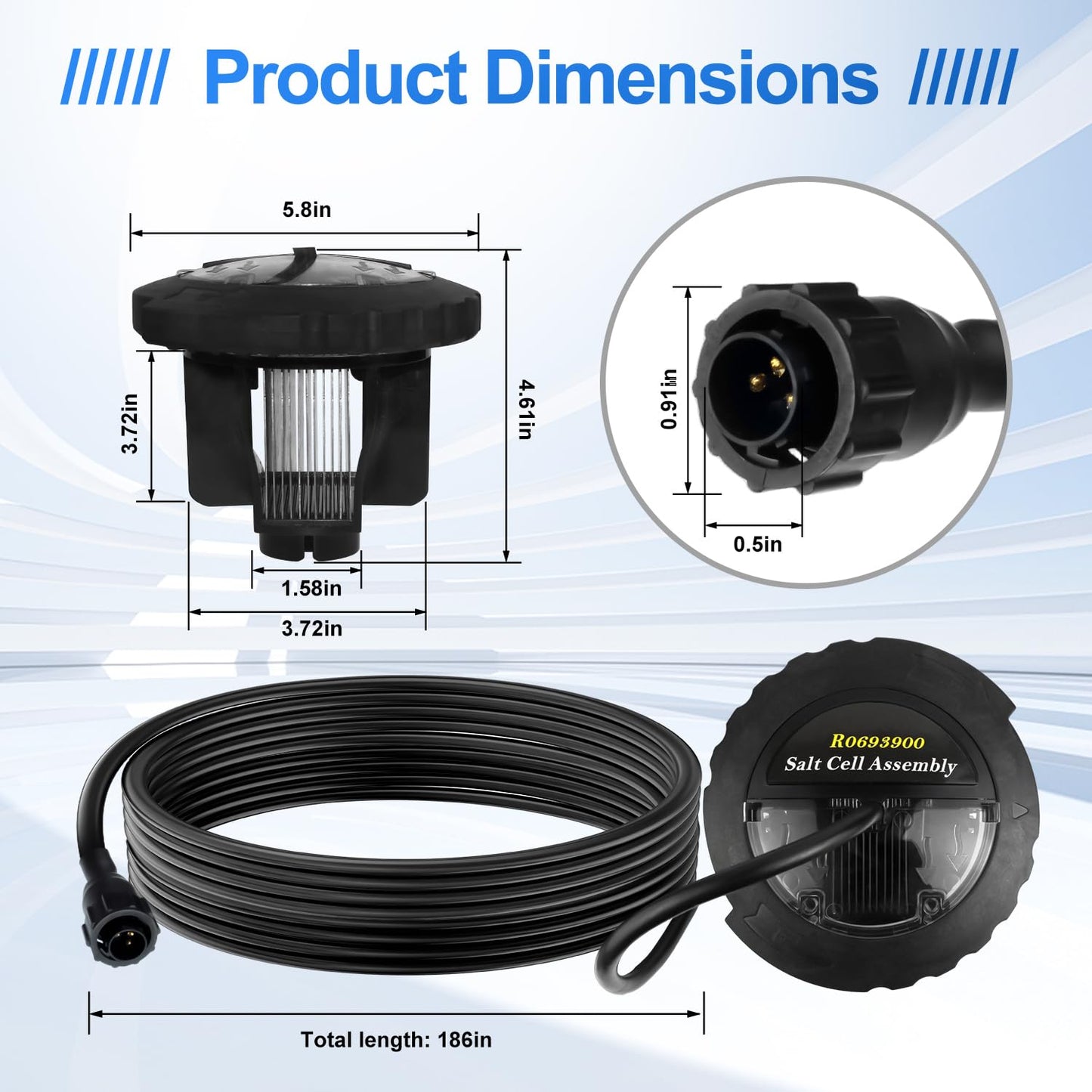 R0693900 Replacement Salt Cell Assembly - Compatible with Jandy Pro Series TRUCLEAR11K & TRUCLEAR11KU, Design for Pools up to 35,000 Gallons, Black