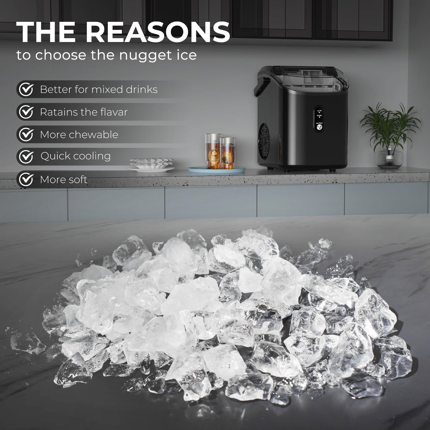 ZAFRO Ice Makers Countertop with Self-Cleaning, 9 Ice Cubes in 6Mins, 26.5lbs/24Hrs, Portable Ice Maker with Ice Scoop and Ice Basket for Kitchen/Home/Bar, White