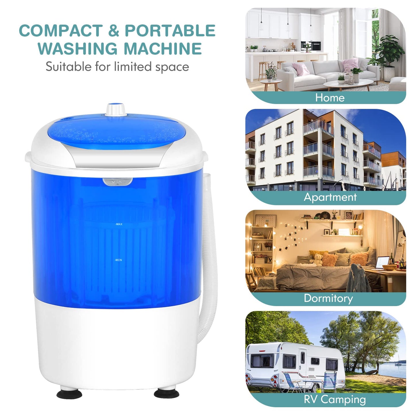Giantex Portable Washing Machine, Mini Washer and Spinner Combo, 5.5lbs Washing Capacity, Semi-automatic Compact Laundry Machine for Apartment Dorm RV