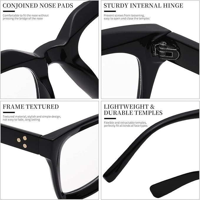 COASION Blue Light Blocking Eyeglasses Classic Thick Square Rim Frame Eyewear for Women Men