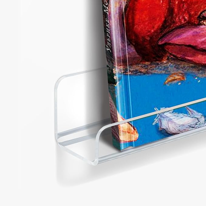 upsimples 18 Pack Vinyl Record Wall Mount Shelves, 12" Vinyl Holder for Album Record Storage & Display, Clear Acrylic Floating Shelves for Wall Decor, Kids Bookshelf, Magazine Rack, Picture Ledge