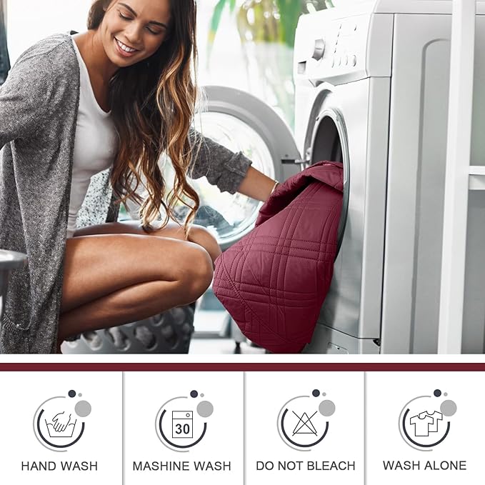 TAOCOCO 100% Waterproof Recliner Chair Cover, Small Recliner Covers for Recliner Chair with Pocket, Non Slip Reclining Chair Cover Furniture Protector for Kids, Pets(20'', Wine)