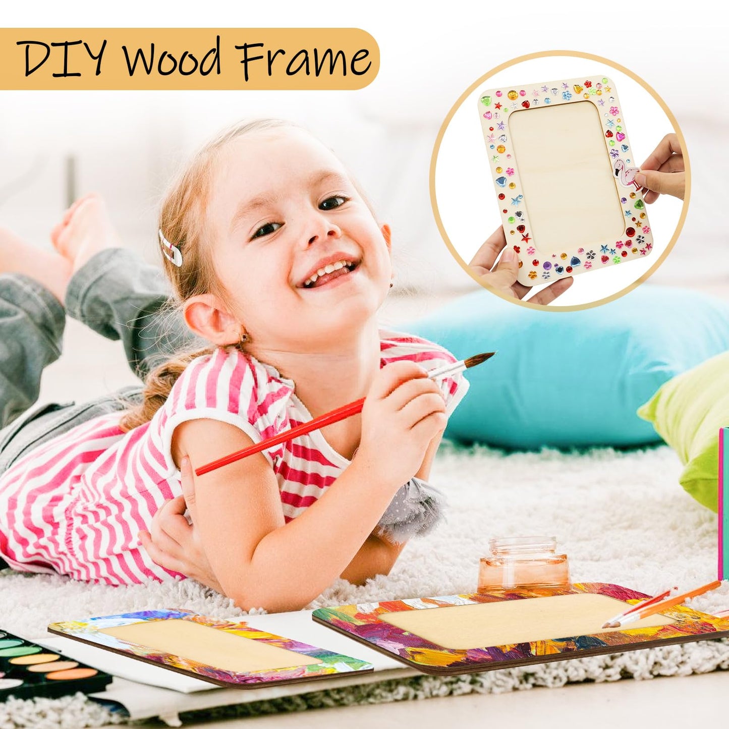 RYKOMO 30 Pack Wooden Picture Frames for Crafts, Wooden Frames for 4 x 6 Photos, Unfinished Wood Frame for DIY Art Projects, Father's Day, Mothers Day Gift Party Decorate