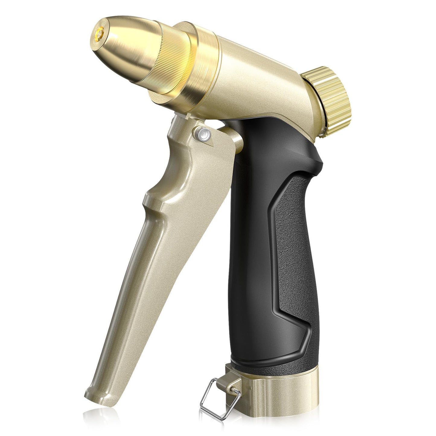 RAINPOINT Garden Hose Nozzle, 100% Heavy Duty Metal Hose Sprayer, High Pressure Water Hose Nozzle with Adjustable Spray Patterns and Flow Control for Watering Plants, Car Washing, Pet Washing, Gold