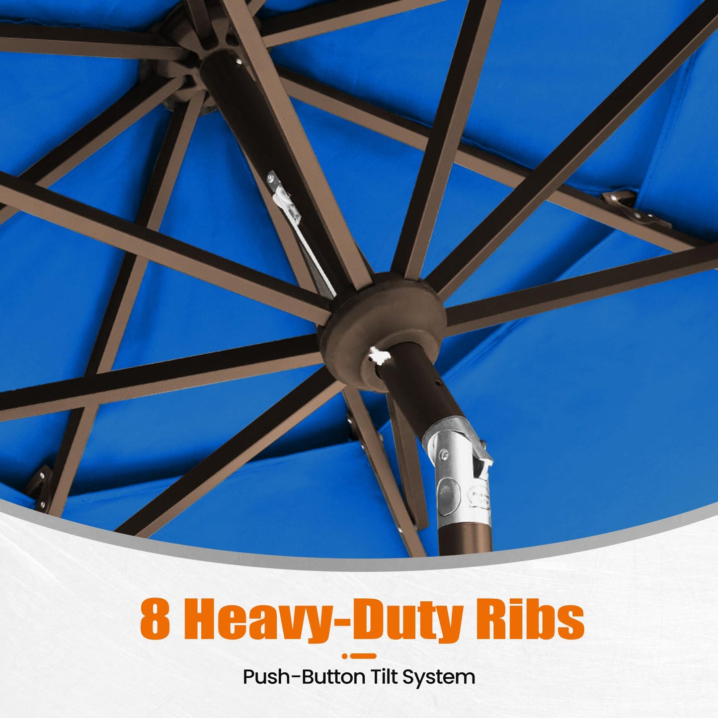 EliteShade USA 10-Year-Non-Fading 10ft 3-Tier Market Patio Umbrella, Commercial Grade Outdoor Table Umbrella with Crank Open, Windproof & UPF 50+ UV Protection, Heavy Duty Ventilation for Garden, Deck, Pool, Backyard, Beach & Bistro, Royal Blue