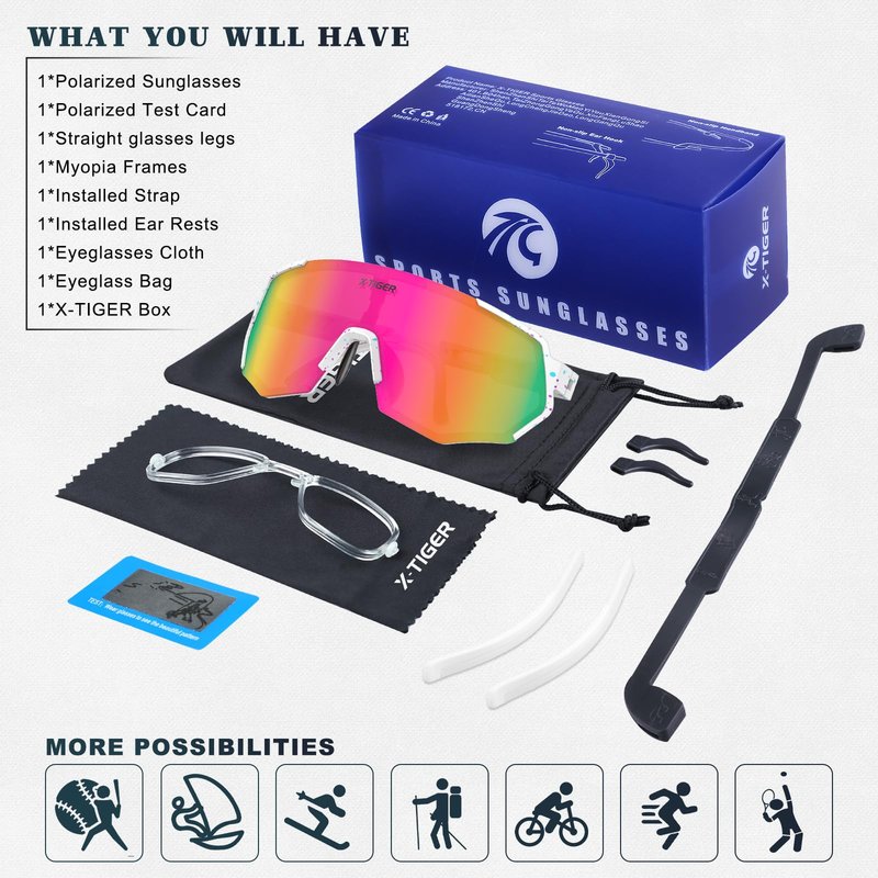 X-TIGER Polarized Youth Baseball Sunglasses UV400 Kids Sunglasses Boys Girls 8-12 Youth for Softball Cycling Sports Glasses