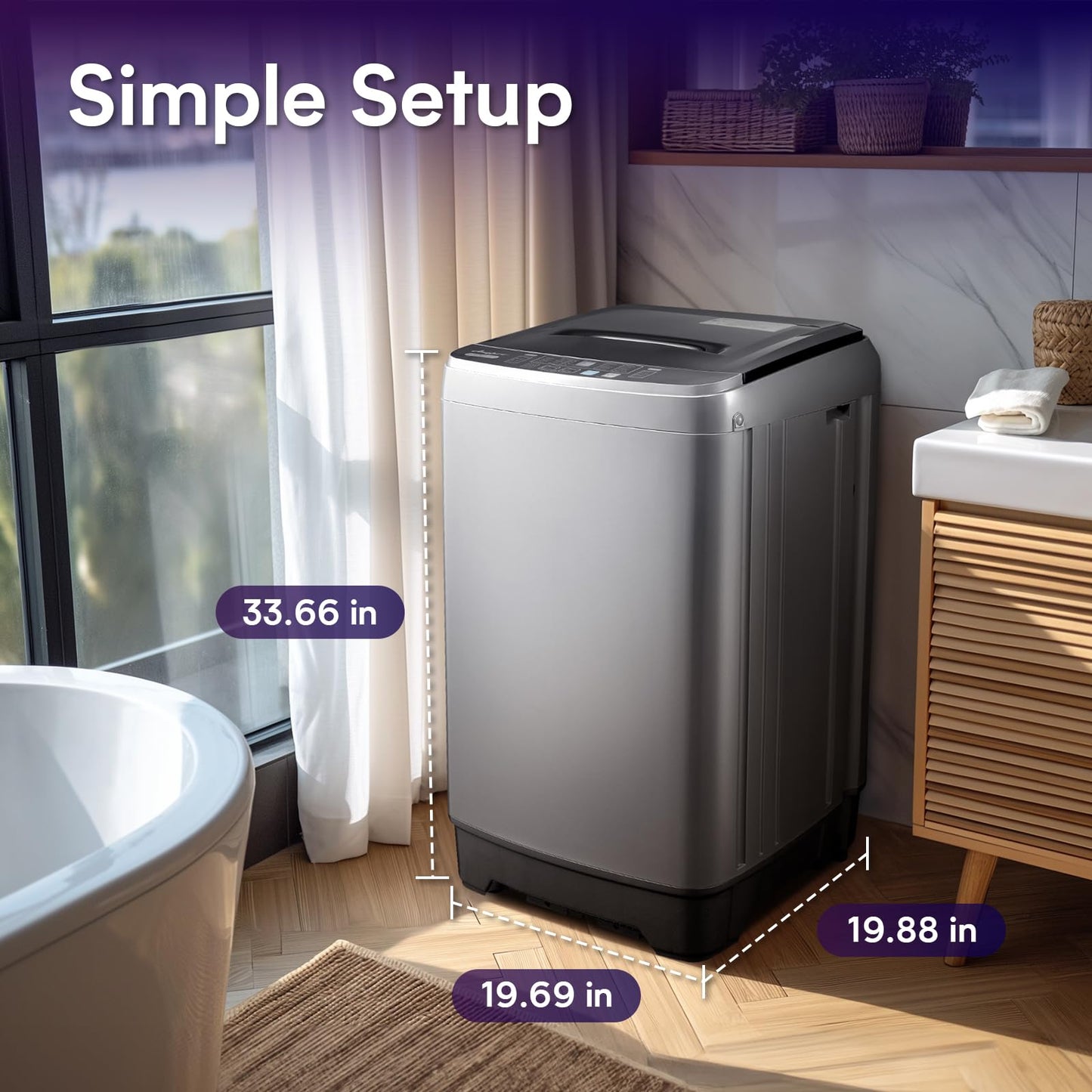 Anypro Washing Machines 17.8LBS Full Automatic Clothes Washer and Spinner Combo with 10 Programs and 8 Water Levels, Laundry Wash Spin Dryer for Apartment RV Dorm Home, Gold