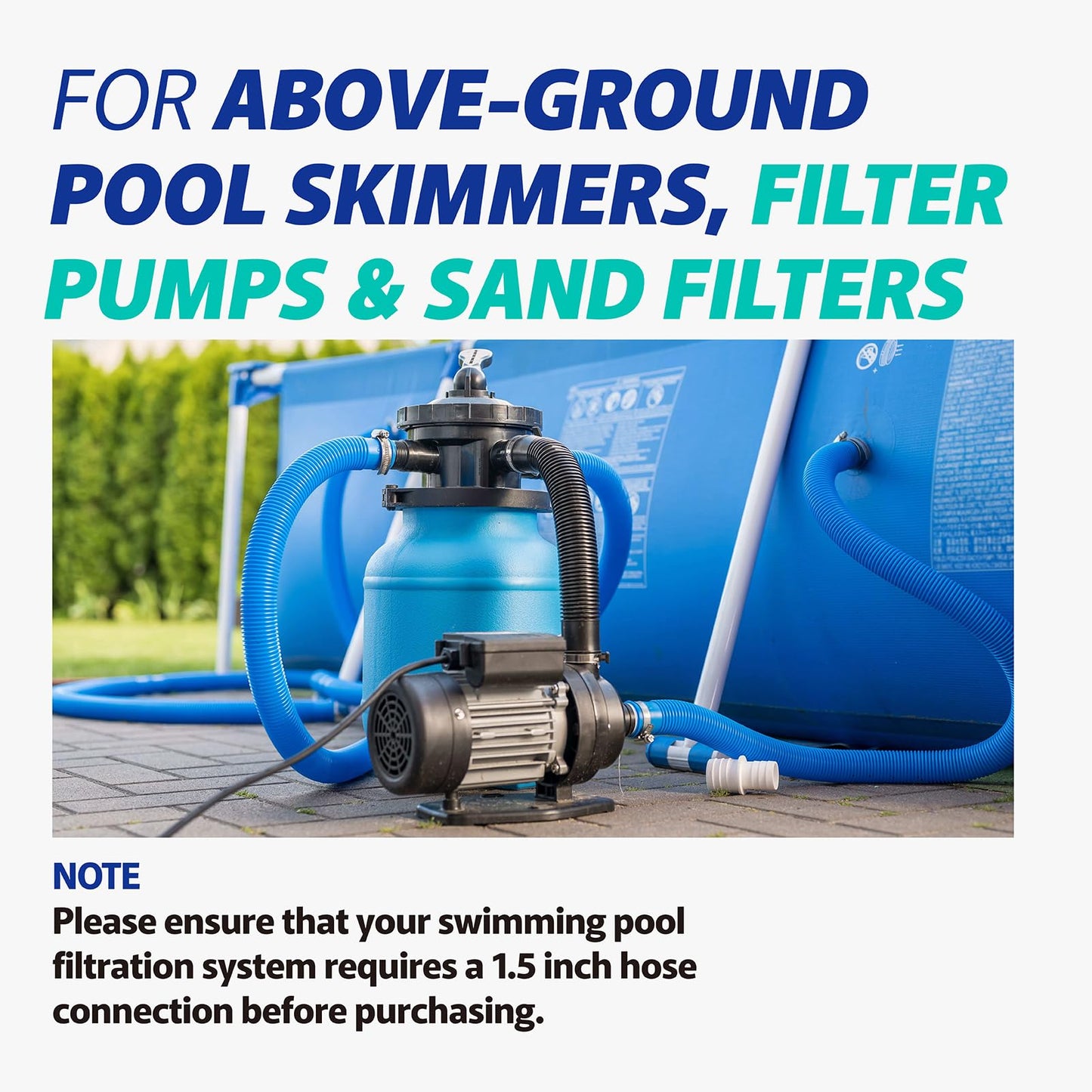 Pool Filter Hose Replacement Kit, 1.5" 3 Foot Heavy Duty Above Ground Pool Hose Compatible with Intex Pool Filter Pumps (4 Clamps+2 Adapters+2 Tapes)