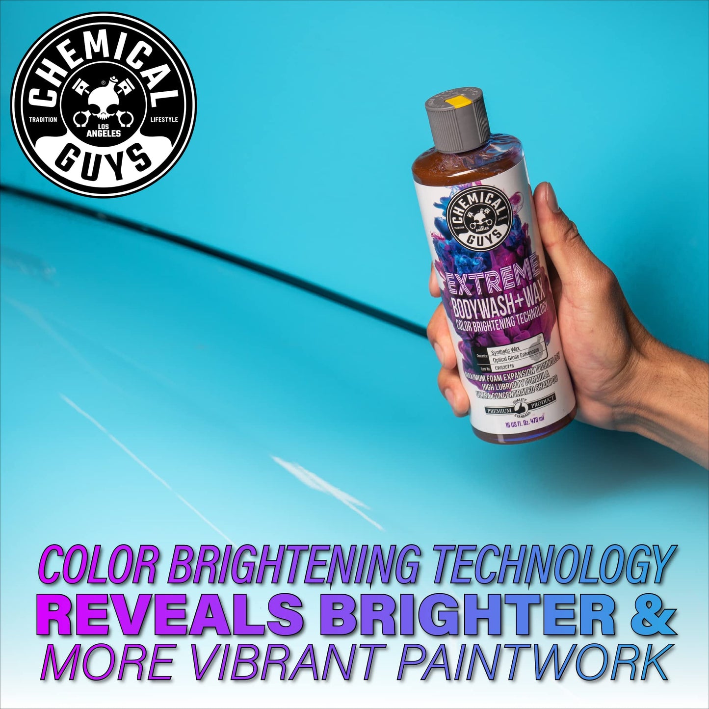 Chemical Guys Extreme Bodywash & Wax Foaming Car Wash Soap, (Works with Foam Cannons/Guns or Bucket Washes) For Trucks, Motorcycles, RVs & More, 32 fl oz, Grape Scent