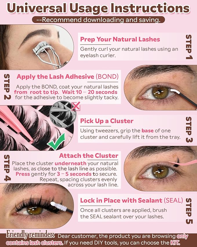 Goddvenus Fluffy Manga Lash Clusters Kit, Natural Wispy Cluster Eyelash Extensions, DIY Lash Extension at Home For Dolly Anime Look, Fairy Individual Lashes Kit with Waterproof Bond and Seal