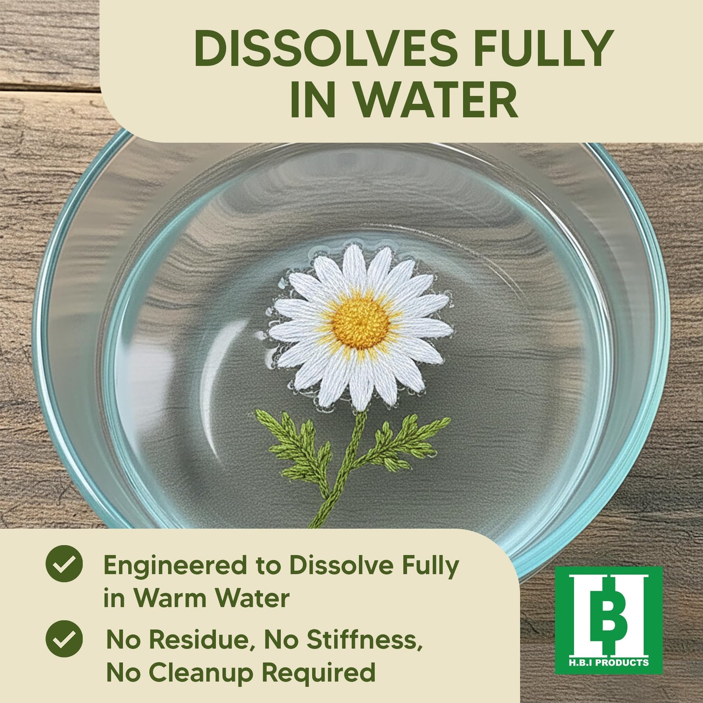 H.B.I. Wash Away Water-Soluble Stabilizer for Embroidery Sheets, Stabilizer for Embroidery Machines, 10"x12" 100 Precut Sheets, 1.5 oz, Wash Away Backing for 5x7 Hoops, Machine & Hand Embroidery.