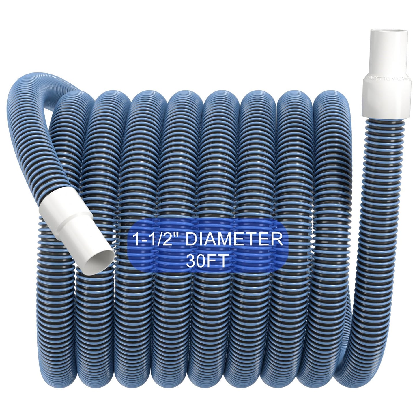 Pool Vacuum Hose With Swivel Cuff 1-1/2" Diameter 30FT Flexible Heavy Duty Pool Vacuum Cleaning Hose Perfect for Above&In Ground Swimming Pool