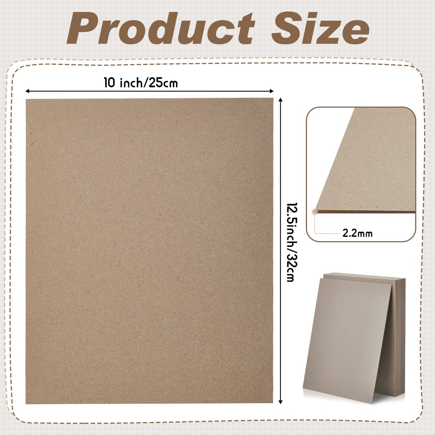 20 Pcs Book Board 10 x 12.5 Inch, 80 PT 0.086", Thick Binders Board Chipboard Designer Bookboard Kraft Heavy Duty Chipboard Sheets Bookbinding Supplies for Book Binding Cover