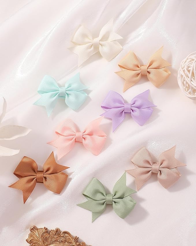 doboi 60PCS 2'' Baby Hair Clips Small Bows Fully Lined Grosgrain Boutique Solid Ribbon Mini Bows for Girls Teens Infants Kids Toddlers Newborn