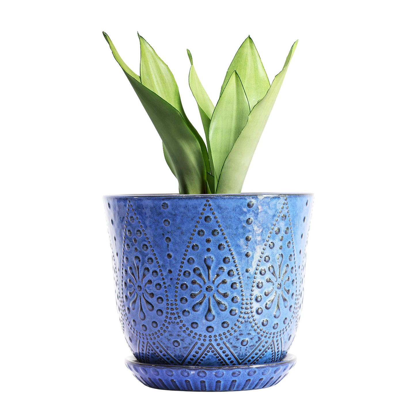 Gepege 8 Inch Plant Pot for Indoor Plants, Ceramic Planter with Drainage Holes and Saucers Large Flower Pot
