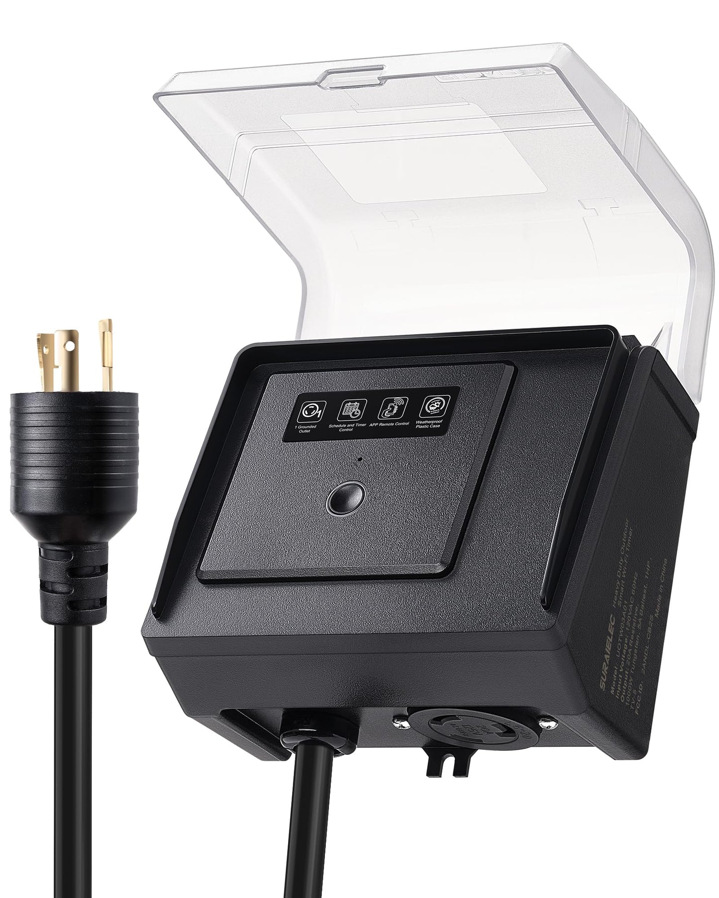 SURAIELEC WiFi Pool Timer for Above-Ground Pools, Twist-Lock NEMA L5-20R Plug-in Timer, 20A 125V 1HP, Weatherproof PC Cover, App Control, Ideal for Pool Pumps, Filters, Lights, and Saltwater Systems