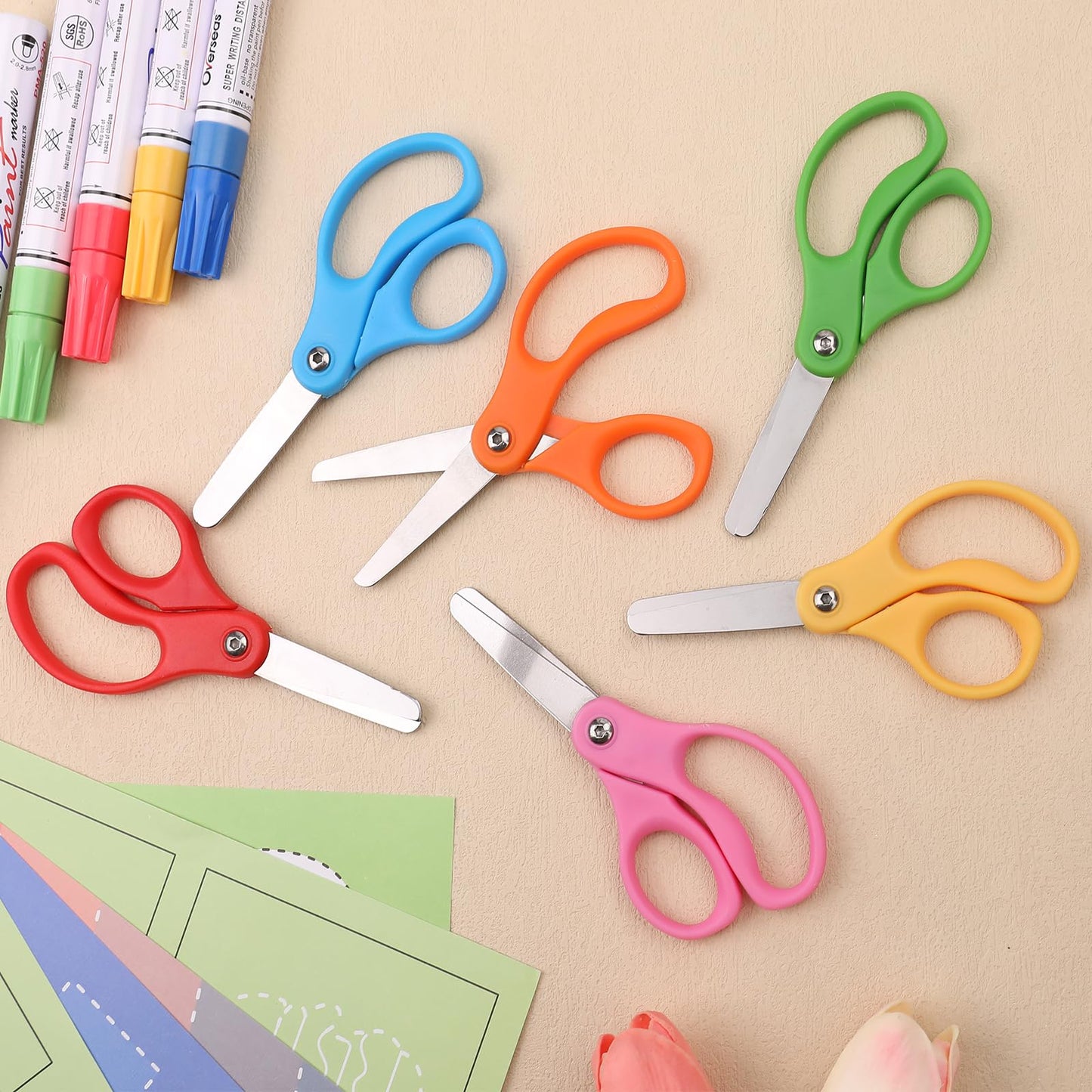 36 Packs Kids Scissors, Scissors for School, Safety Blunt Tip 5 Inch School Student Blunt Tip Kids Craft Safety Comfort Grip for Children Cutting Paper