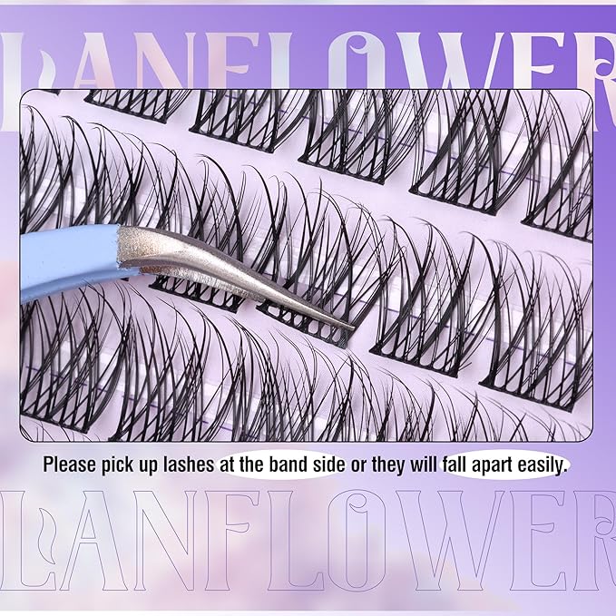 Lash Extension Kit Natural Lash Clusters Kit Wispy Eyelash Extension kit with Lash Bond and Seal and Lash Remover Eyelash Clusters Kit C Curved Individual Lashes by Lanflower