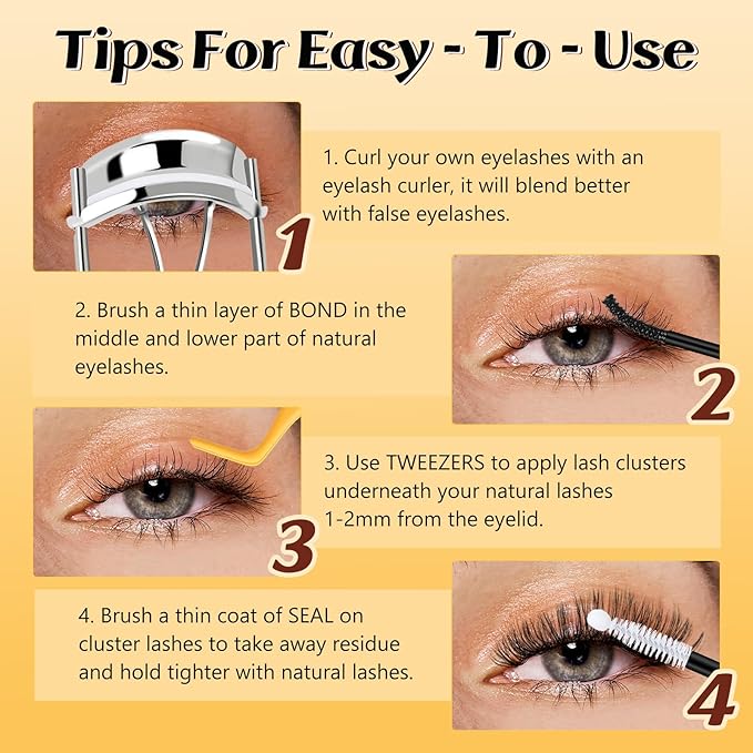QUEWEL Lash Clusters, Cluster Lashes 30D+40D+50D Eyelash Clusters D Curl Individual Lashes 10-16mm Cluster Eyelash Extensions Create Kinds of Beauty Look (DH-30D+40D+50D)