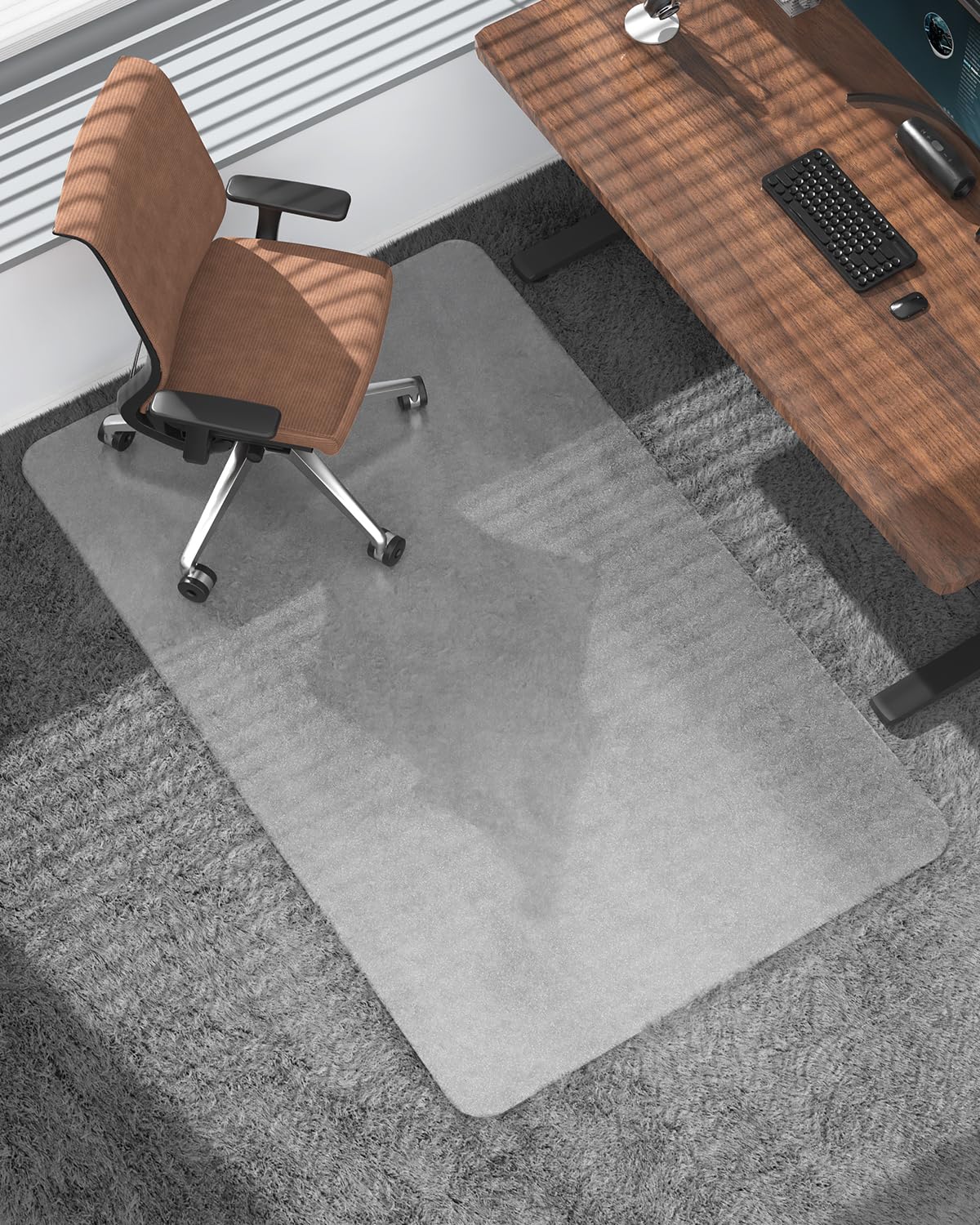 Blvornl Frosted Clear Chair Mat for High Pile Carpet and Hardwood Floor, 32.3"*53" Hard Material Chair Mat, Heavy Duty Computer Chair Mats for Rolling Chairs, Desk Floor Rug for Office and Home