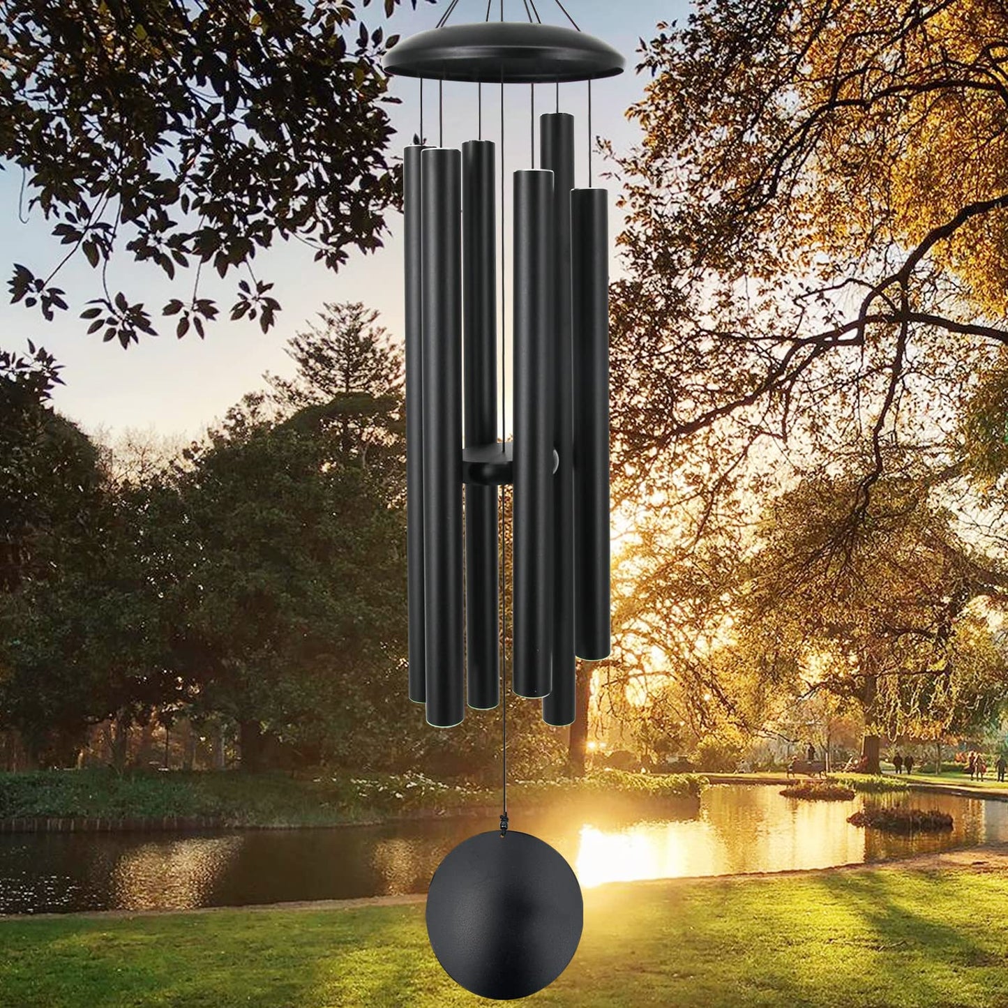 ASTARIN 45 in Memorial Wind Chimes Large with 6 Heavy Tubes, Large Deep Tone Wind Chimes Outdoor for Garden Hanging Décor,Sympathy Gifts. Black