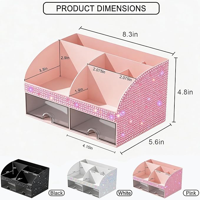 Makeup Organizer, Bathroom Organizer (Bling Pink)