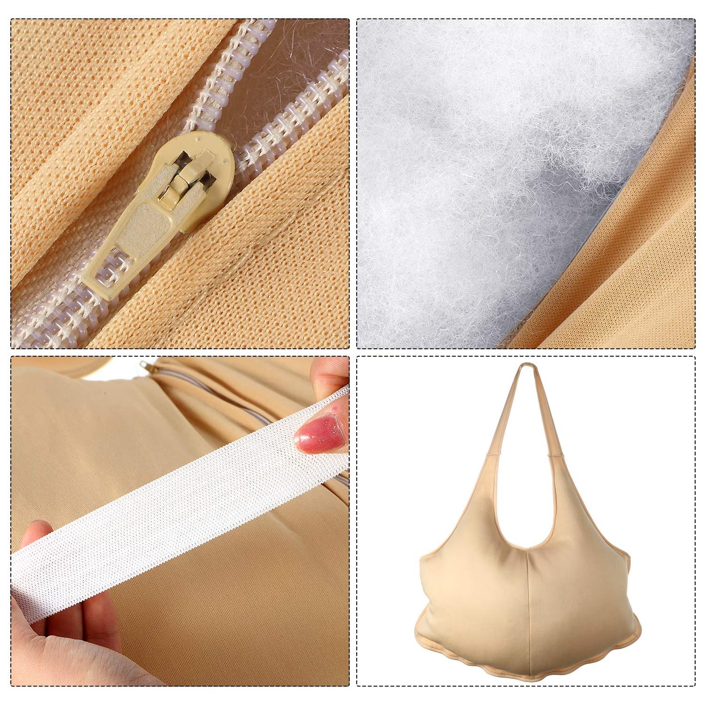 SATINIOR Santa Claus Suit Men's Unisex Padded Belly Stuffer Santa Belly Costume for Christmas Halloween Cosplay (Beige,19 x 14 Inches)