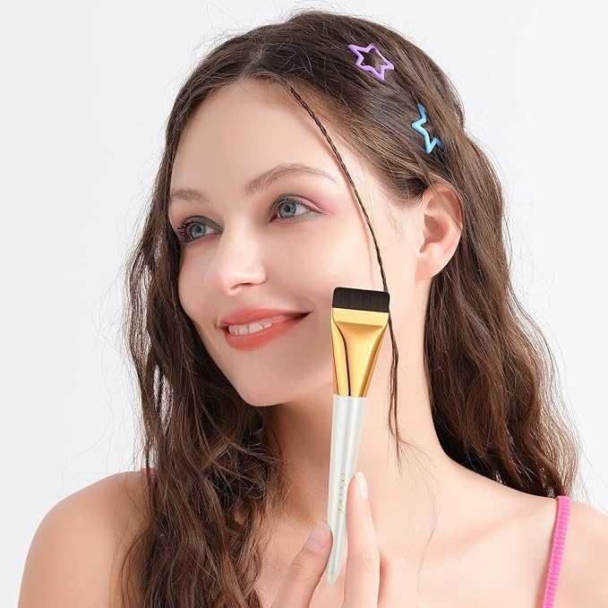 docolor Flat Foundation Brush and Makeup Spatula Set, Thin Liquid Foundation Brushes Dual Edged Spatula Brush Makeup Korean Foundation Brush for Blending, Cream, Thin Makeup Brush &Make Up Spatula