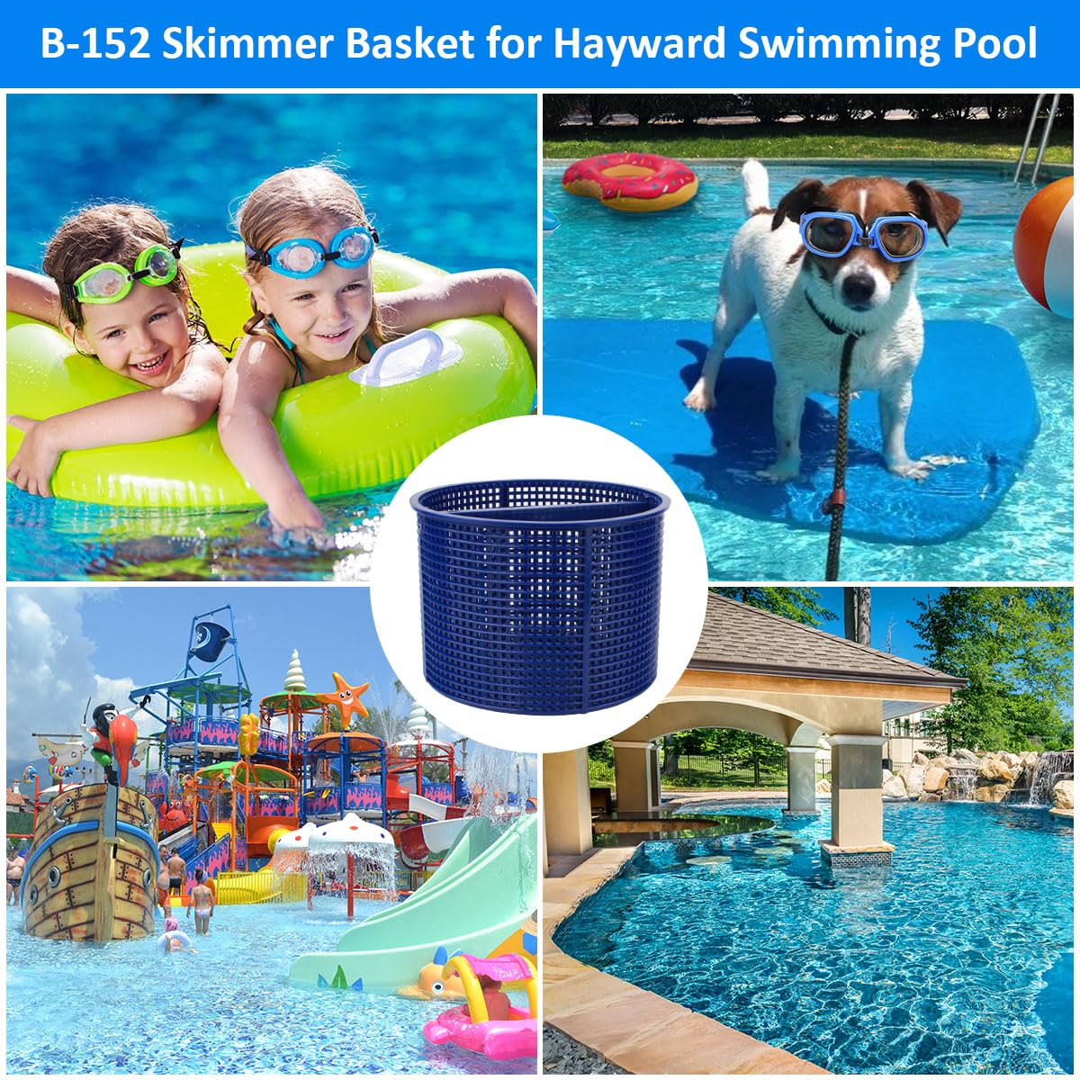 NOOTO B-152 Replacement Basket for Hayward Swimming Pool Skimmer Basket SPX1082CA 1082CA 7" B152 - Blue