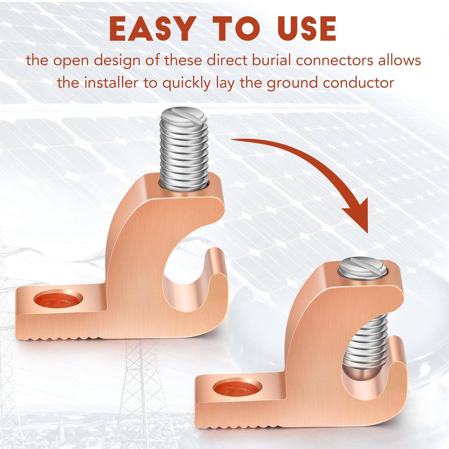 Landhoow 40 Pack Lay in Connector Pool Bonding Lug Copper Conductor Lay in Connector Copper Lay in Lugs AWG for Grounding Swimming Pool and Conduits, 4-14 Wire Range