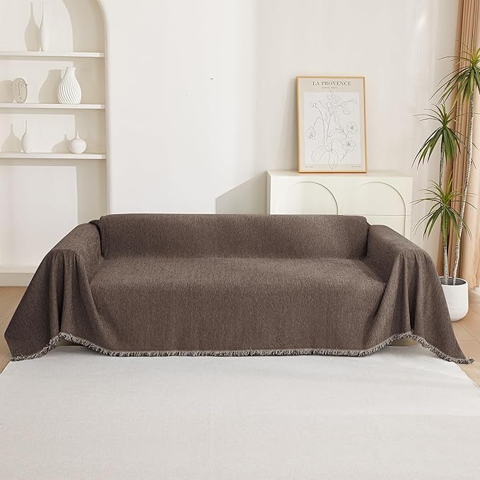 MYSKY HOME Couch Cover for Dogs, Pet Couch Covers L Shape Sectional Couch Cover, Couch Covers for 3 Cushion Couch Sofa Pet Friendly, Washable Blanket, Non-Slip Sofa Protector, 71"x118", Deep Chocolate