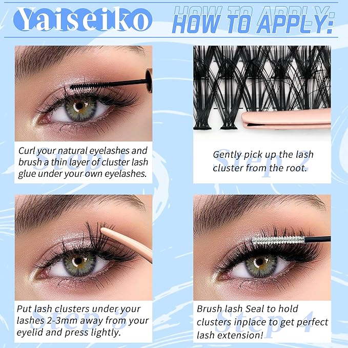 Lash Clusters 80D Eyelash Extensions 12-25MM Wispy Individual Lashes D Curl Eyelash Clusters Plant Fibers DIY Lash Extension,by Yaiseiko(320Pcs,Matte Black)