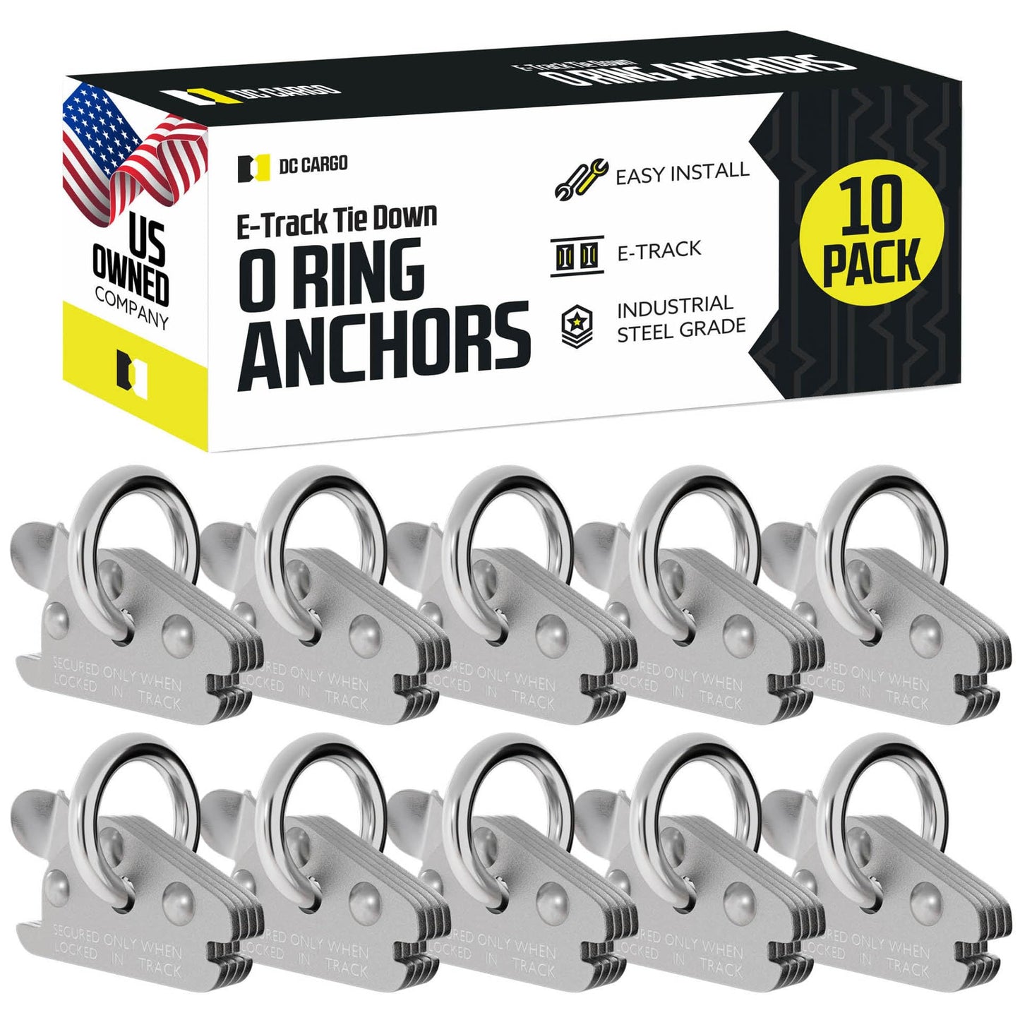 DC Cargo Mall Extra Heavy Duty Steel O-Ring (Pack of 10) 6000Lbs Break Strength - E Track Accessories Tie-Down Anchors for E-Track Tie-Down System