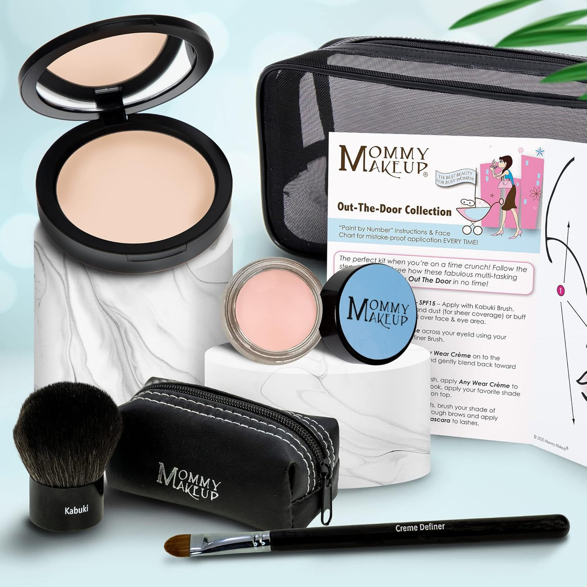 Out The Door Collection | Talc-free 5-piece Mineral Makeup Set | CUDDLE (Light/Medium) - For light to medium complexions + CASHMERE - A matte pale bisque